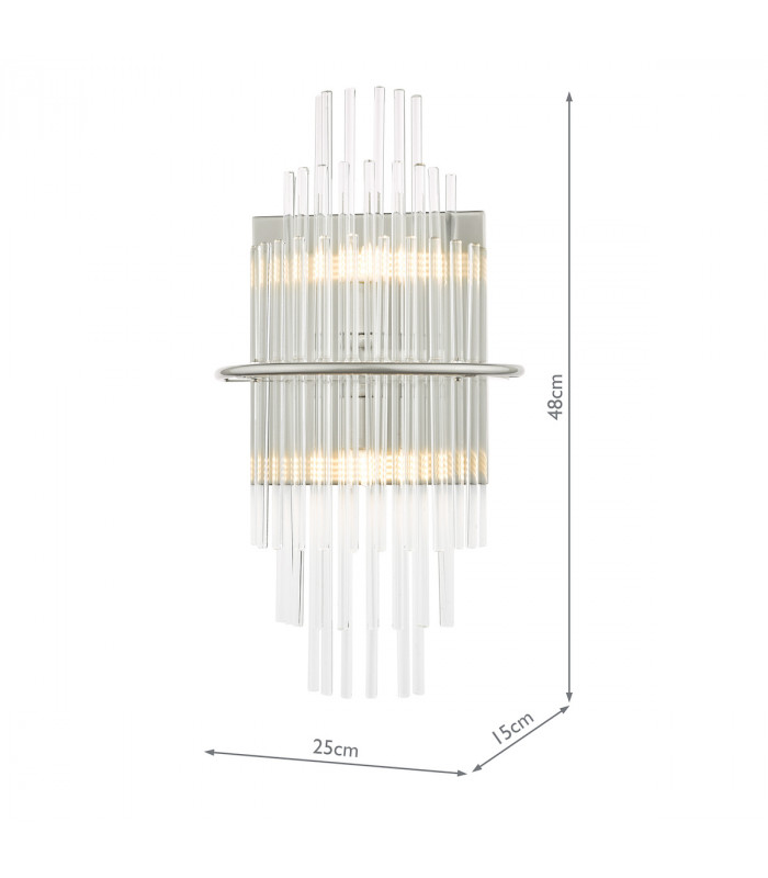 Designer 2 Light Wall Light Polished Chrome Glass Rods