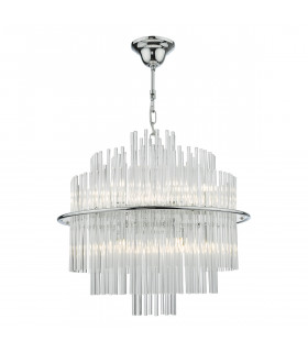 Designer 13 Light Pendant Polished Chrome Glass Rods-1