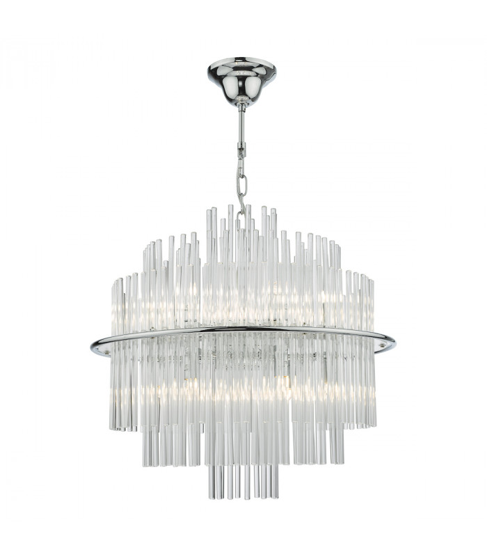 Designer 13 Light Pendant Polished Chrome Glass Rods-1
