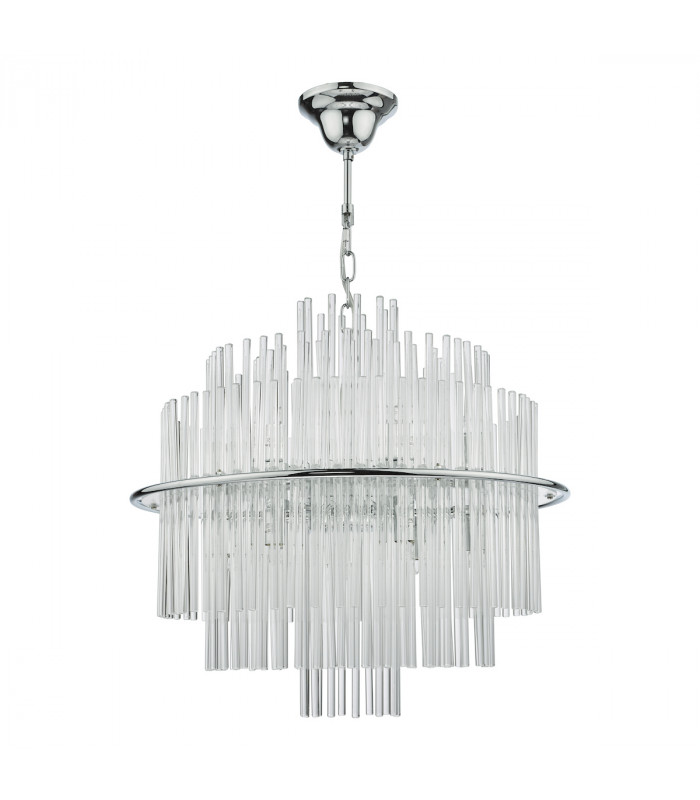 Designer 13 Light Pendant Polished Chrome Glass Rods-2
