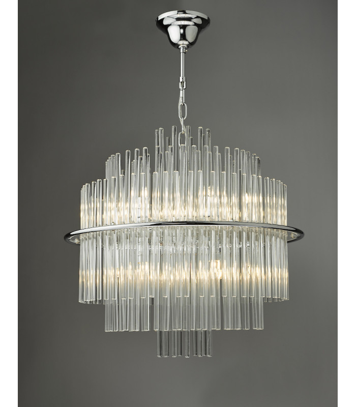Designer 13 Light Pendant Polished Chrome Glass Rods-7