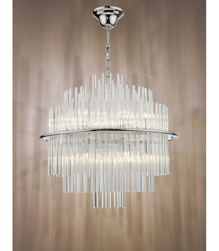 Designer 13 Light Pendant Polished Chrome Glass Rods-8