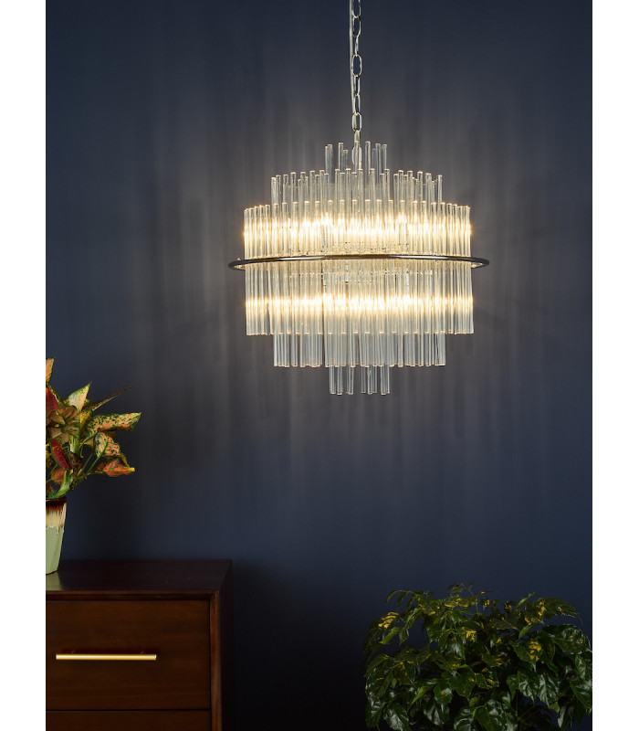 Designer 13 Light Pendant Polished Chrome Glass Rods-9
