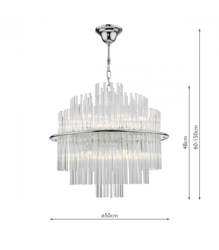 Designer 13 Light Pendant Polished Chrome Glass Rods-10