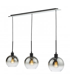 3 Light Bar Pendant Matt Black Ombre Smoked Glass-1