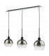 3 Light Bar Pendant Matt Black Ombre Smoked Glass-2