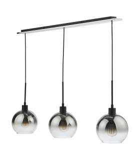 3 Light Bar Pendant Matt Black Ombre Smoked Glass-2