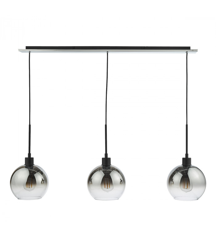 3 Light Bar Pendant Matt Black Ombre Smoked Glass-4