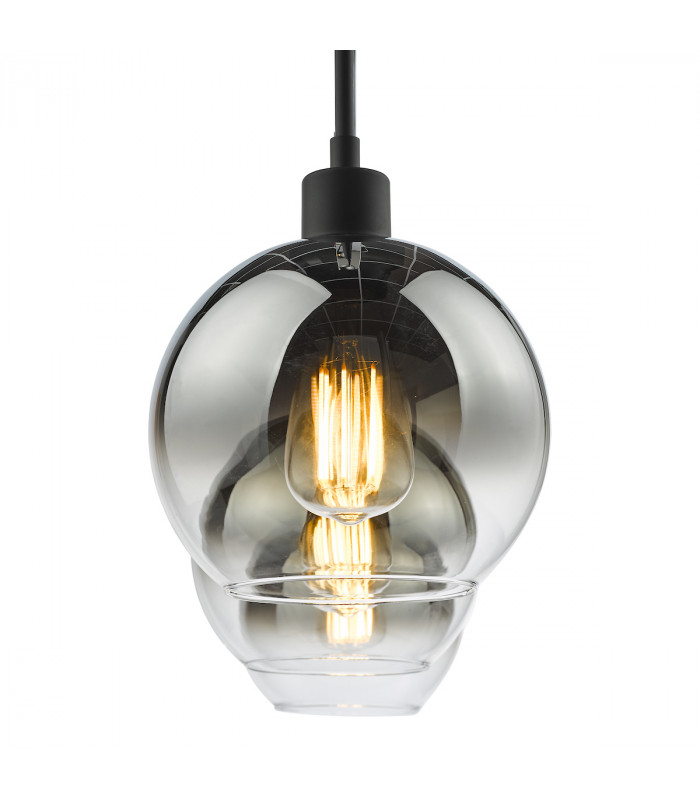 3 Light Bar Pendant Matt Black Ombre Smoked Glass-5