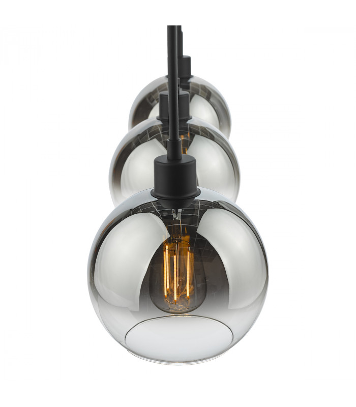3 Light Bar Pendant Matt Black Ombre Smoked Glass-6