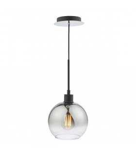 Single Pendant Matt Black Dome Ombre Smoked Glass-1