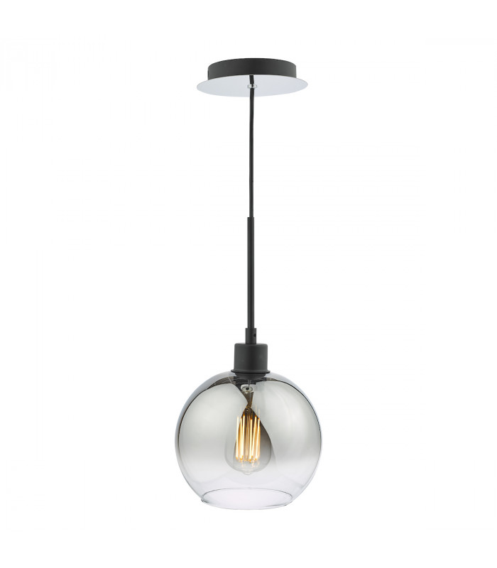 Single Pendant Matt Black Dome Ombre Smoked Glass-1