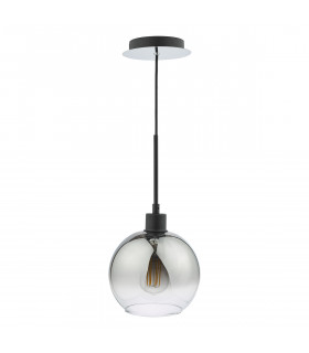 Single Pendant Matt Black Dome Ombre Smoked Glass-2