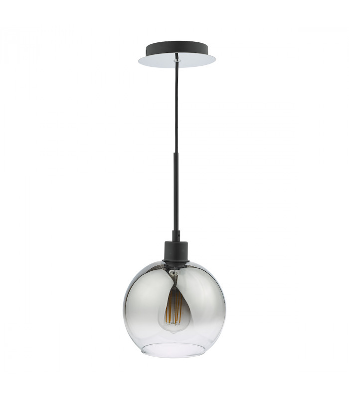 Single Pendant Matt Black Dome Ombre Smoked Glass-2