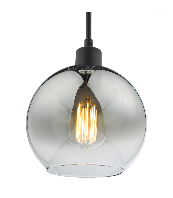 Single Pendant Matt Black Dome Ombre Smoked Glass-3