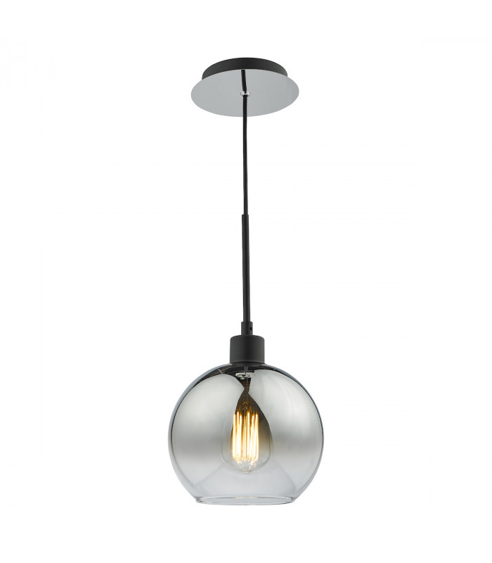 Single Pendant Matt Black Dome Ombre Smoked Glass-4Single Pendant Matt Black Dome Ombre Smoked Glass-5