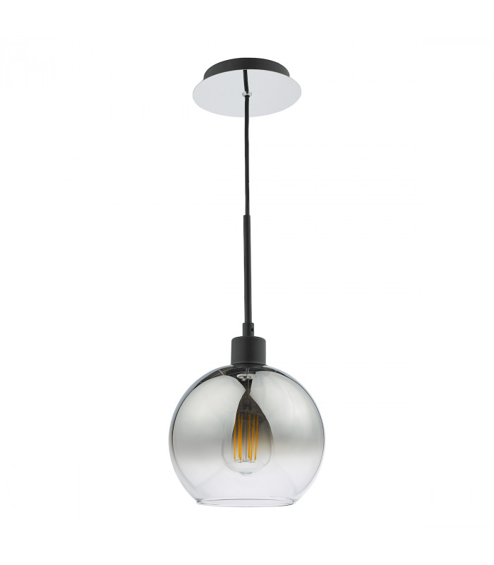 Single Pendant Matt Black Dome Ombre Smoked Glass-6
