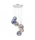 6 Light Cluster Pendant Polished Chrome Iridised Glass