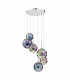 6 Light Cluster Pendant Polished Chrome Iridised Glass