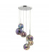 6 Light Cluster Pendant Polished Chrome Iridised Glass