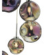 6 Light Cluster Pendant Polished Chrome Iridised Glass