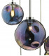 6 Light Cluster Pendant Polished Chrome Iridised Glass