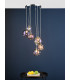 6 Light Cluster Pendant Polished Chrome Iridised Glass