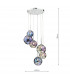 6 Light Cluster Pendant Polished Chrome Iridised Glass