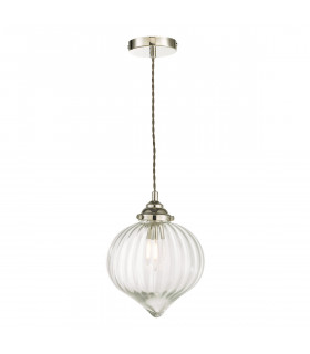 1 Light Single Pendant Polished Nickel Glass-1