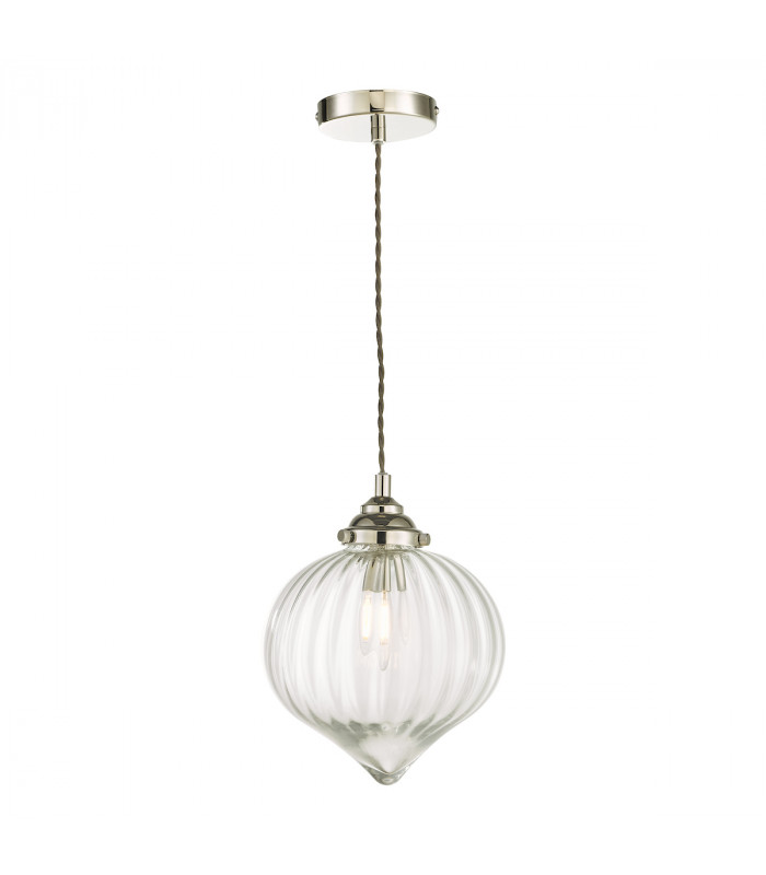 1 Light Single Pendant Polished Nickel Glass-1