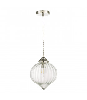 1 Light Single Pendant Polished Nickel Glass-2