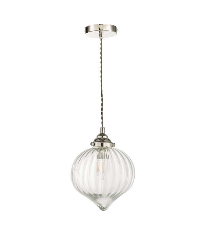 1 Light Single Pendant Polished Nickel Glass-2