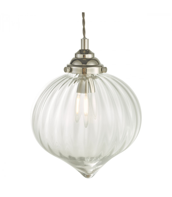 1 Light Single Pendant Polished Nickel Glass-3