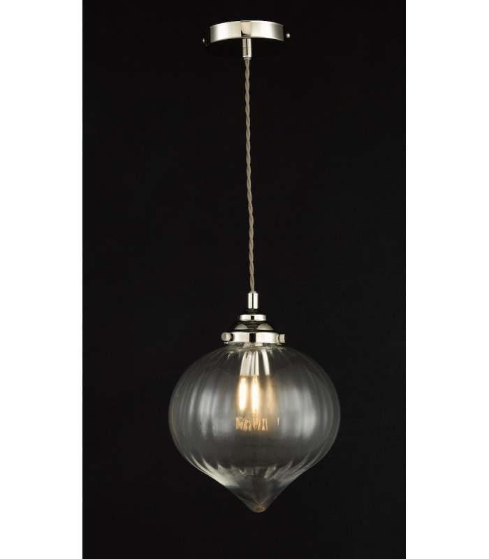 1 Light Single Pendant Polished Nickel Glass-6