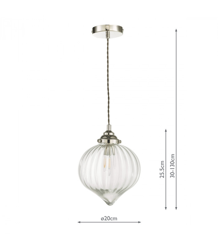 1 Light Single Pendant Polished Nickel Glass