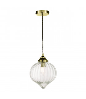 1 Light Single Pendant Antique Brass Glass-2
