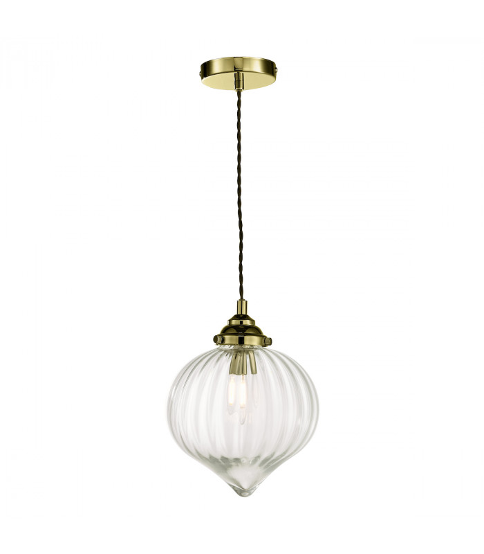 1 Light Single Pendant Antique Brass Glass-2