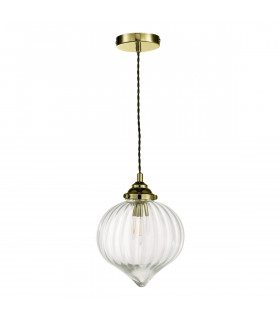 1 Light Single Pendant Antique Brass Glass-3