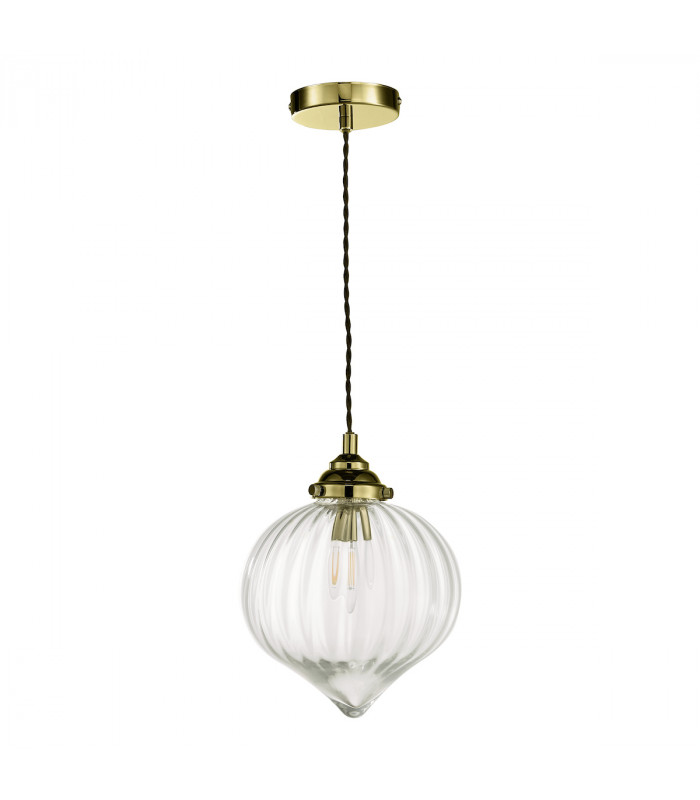1 Light Single Pendant Antique Brass Glass-3