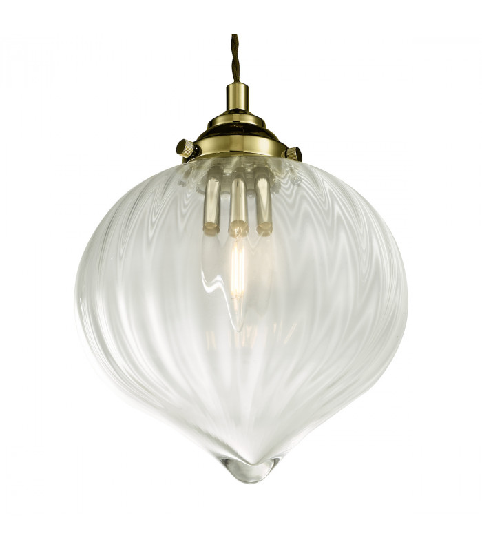 1 Light Single Pendant Antique Brass Glass-6