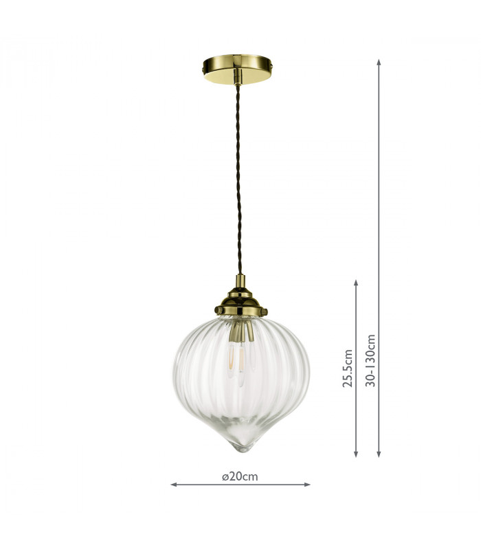 1 Light Single Pendant Antique Brass Glass