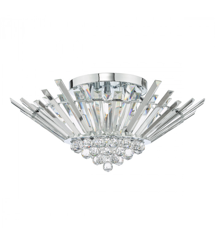 5 Light Flush Polished Chrome Crystal-2