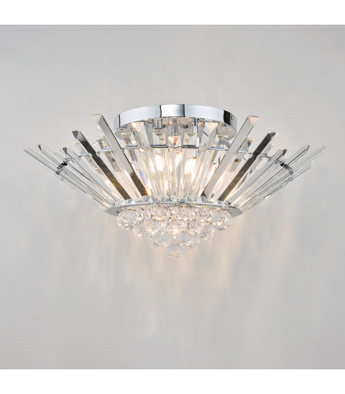 5 Light Flush Polished Chrome Crystal-5