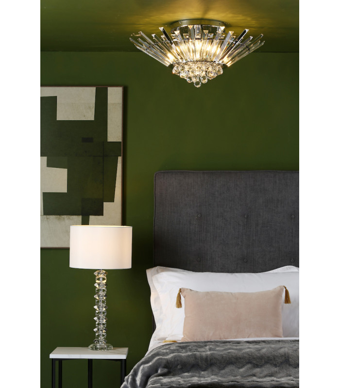 5 Light Flush Polished Chrome Crystal-6