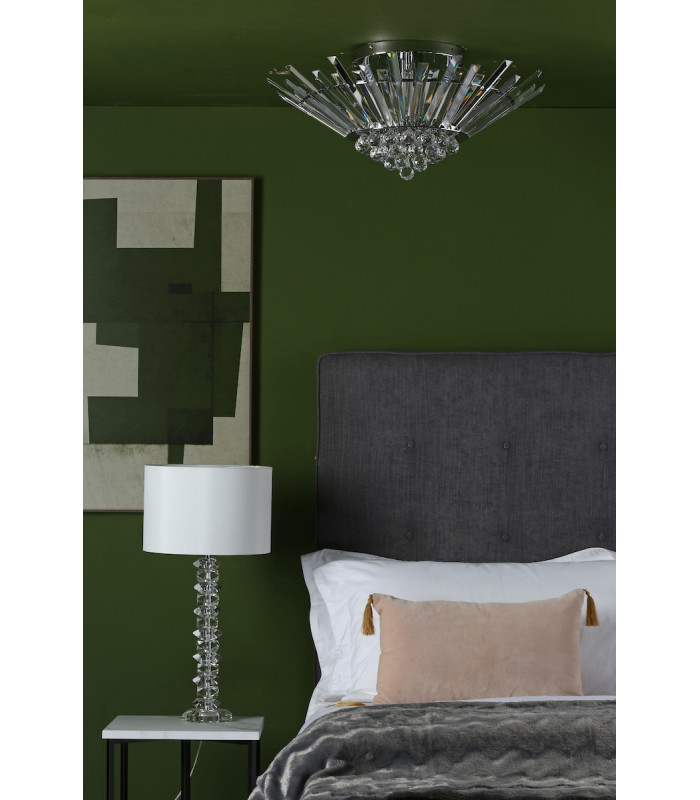 5 Light Flush Polished Chrome Crystal-7