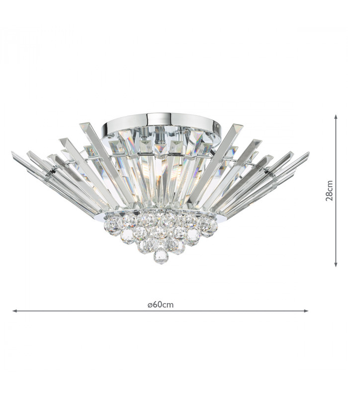 5 Light Flush Polished Chrome Crystal-8
