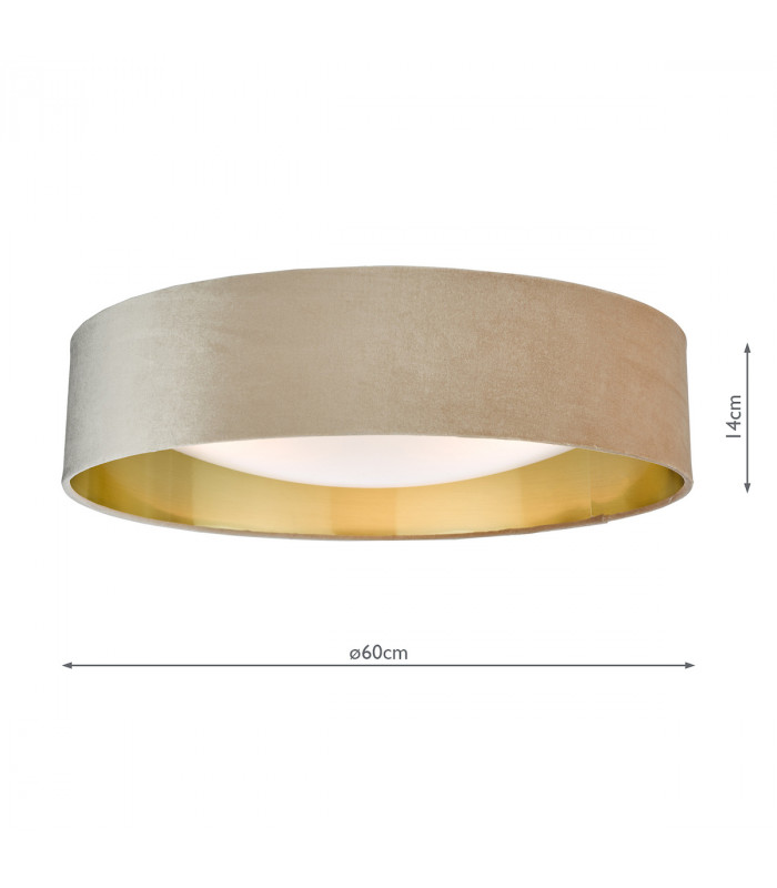 Cylindrical 3 Light Flush Velvet Taupe Shade 60Cm