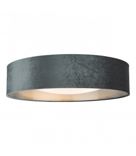 Cylindrical 3 Light Flush Velvet Dark Grey Shade 60Cm-1