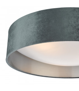 Cylindrical 3 Light Flush Velvet Dark Grey Shade 60Cm-2
