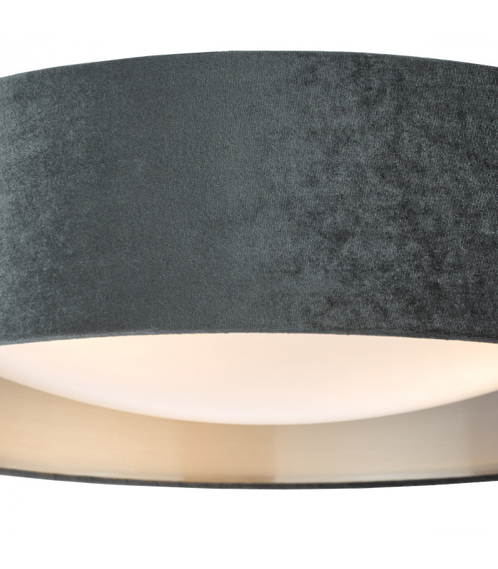 Cylindrical 3 Light Flush Velvet Dark Grey Shade 60Cm-4Cylindrical 3 Light Flush Velvet Dark Grey Shade 60Cm-5